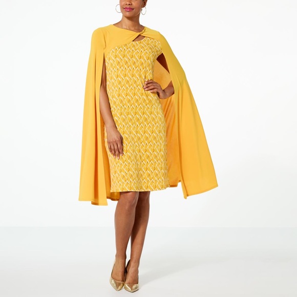 Antthony Dresses & Skirts - Antthony Printed Cape Sheath Dress